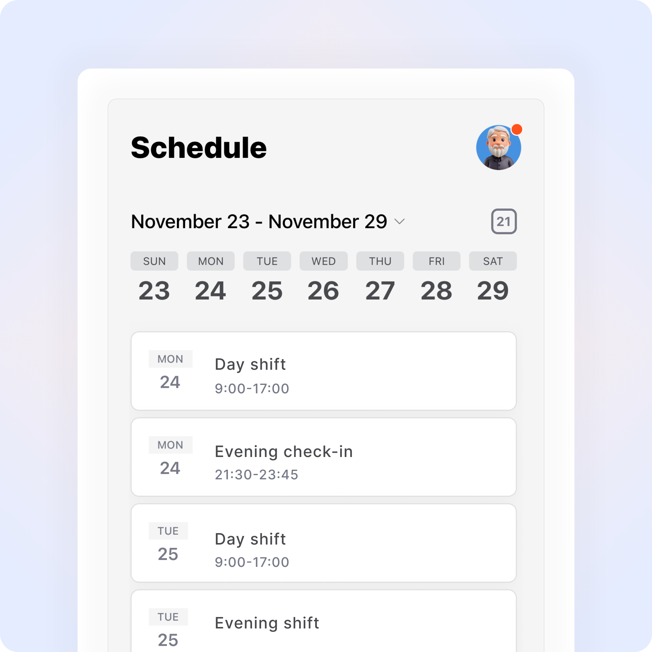 Simple guard scheduling and shift management